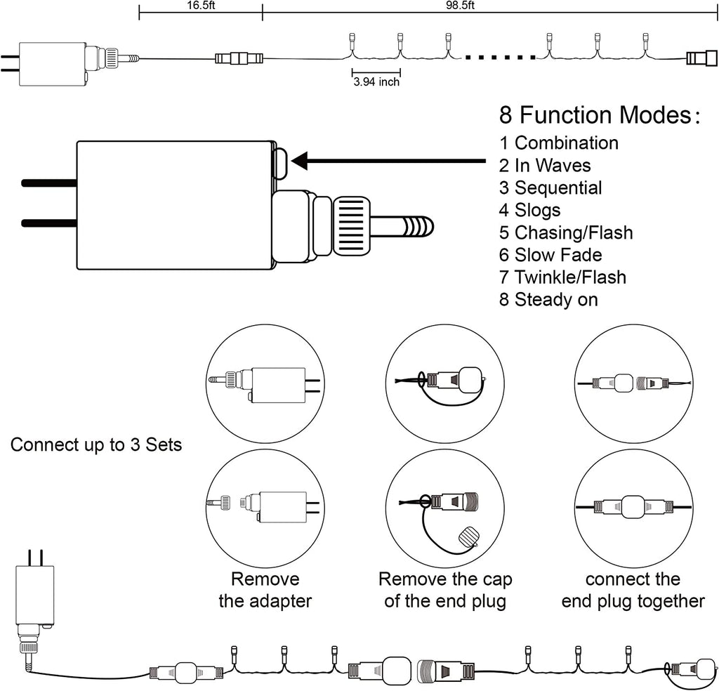 300 LED Halloween Lights, 98.5FT Halloween String Lights with 8 Lighting Modes, Waterproof & Connectable Mini Lights, Plug in for Indoor Outdoor Holiday Christmas Party Bedroom Decorations (Purple)