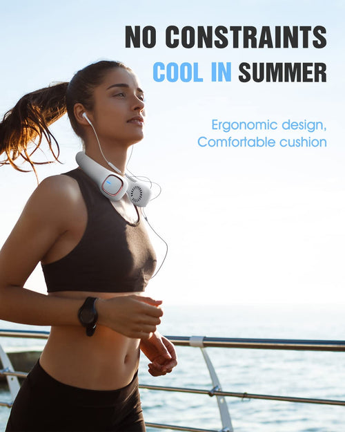 Bladeless Neck Fan, Portable Fan Rechargeable, Personal Fan, Hands Free around the Neck Fan, 3 Speeds 4000Mah Battery Operated Wearable Cooling USB Hanging Neck Fan for Office, Travel, Outdoor