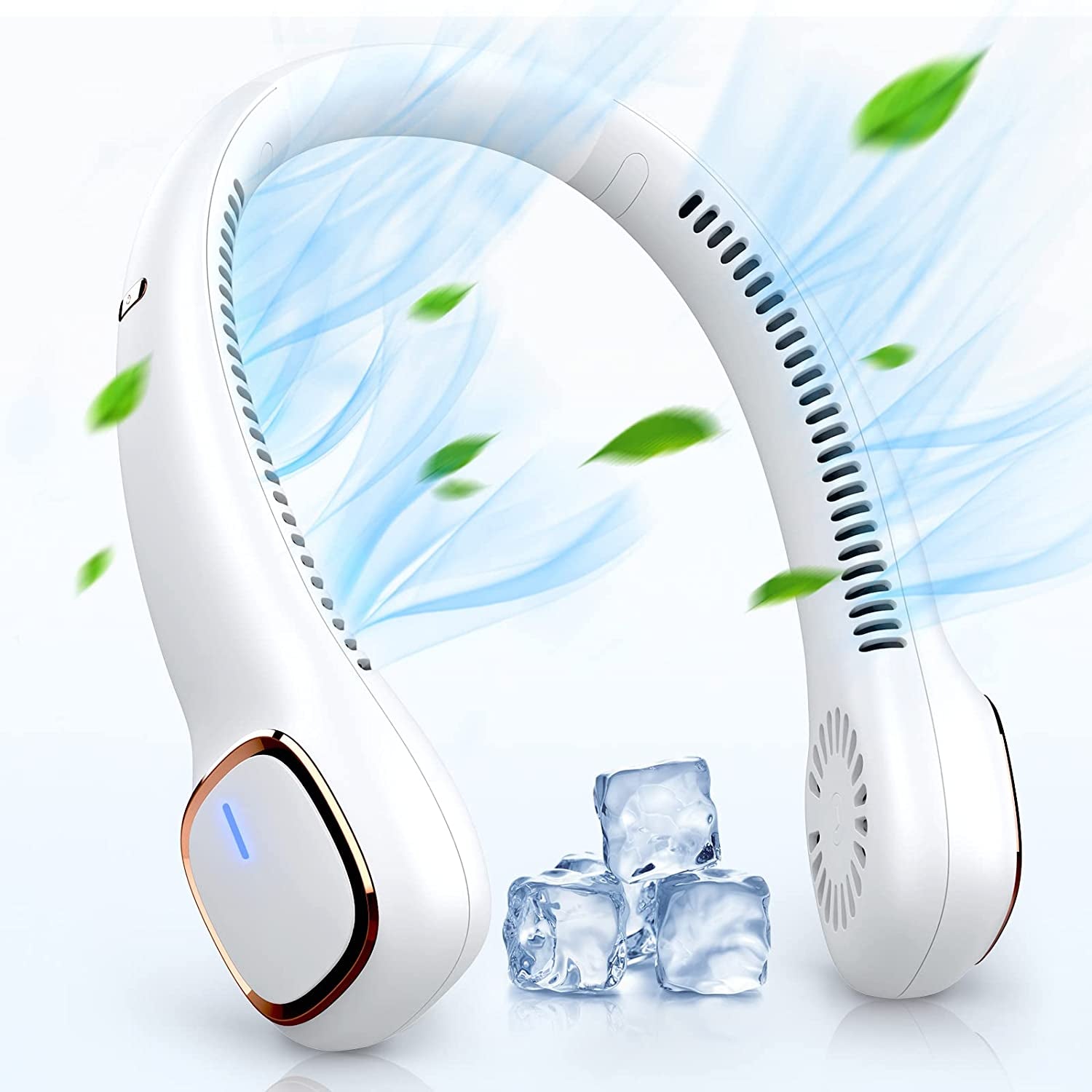 Bladeless Neck Fan, Portable Fan Rechargeable, Personal Fan, Hands Free around the Neck Fan, 3 Speeds 4000Mah Battery Operated Wearable Cooling USB Hanging Neck Fan for Office, Travel, Outdoor