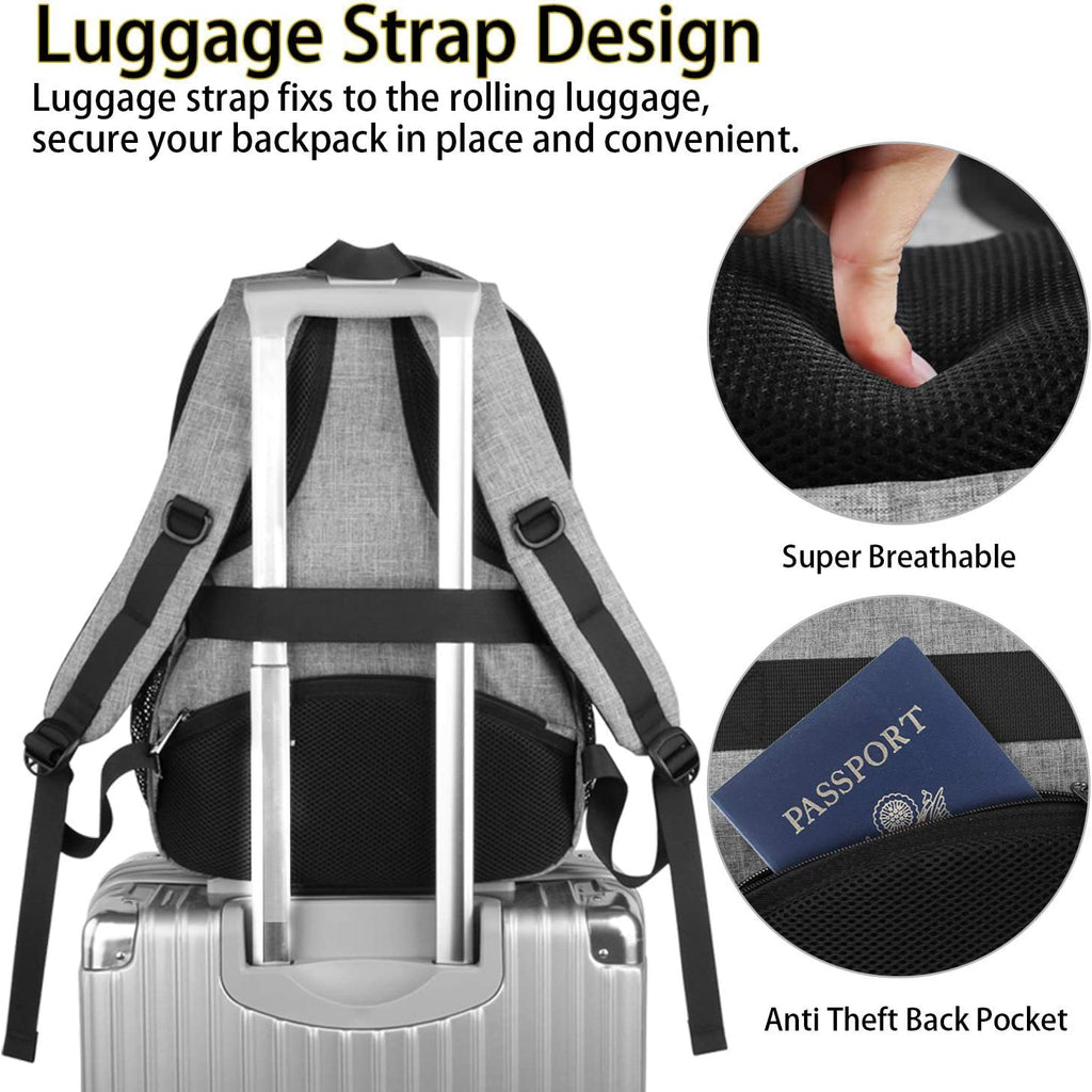 MATEIN Travel Laptop Backpack,Tsa Large Travel Backpack for Women Men, 17 Inch Business Flight Approved Carry on Backpack with USB Charger Port and Luggage Sleeve, Durable College Rucksack, Grey