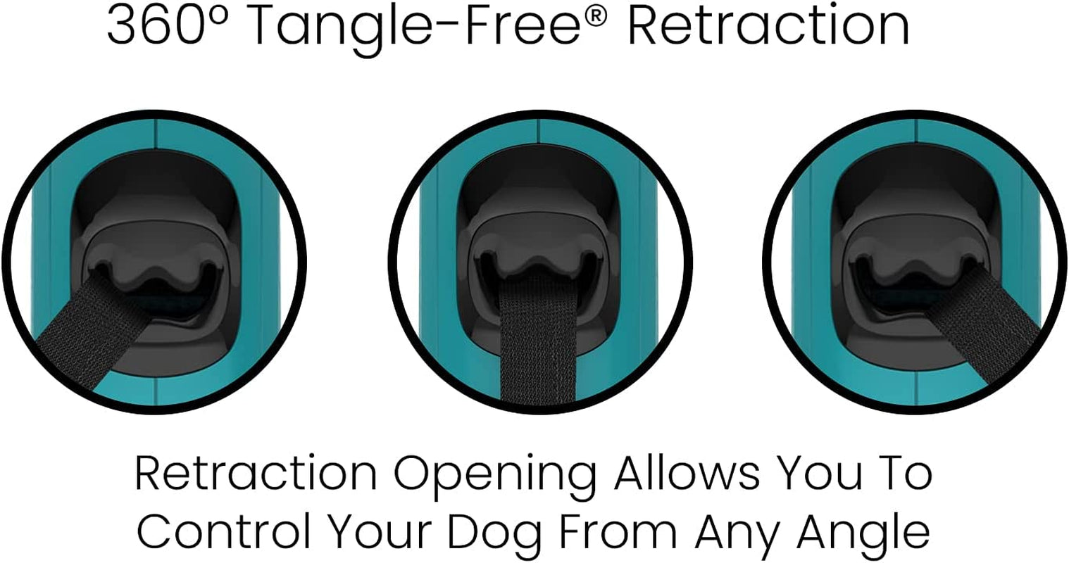 TUG Monochrome 360° Tangle-Free Retractable Dog Leash | 16 Ft Strong Nylon Tape (Small, Aqua)