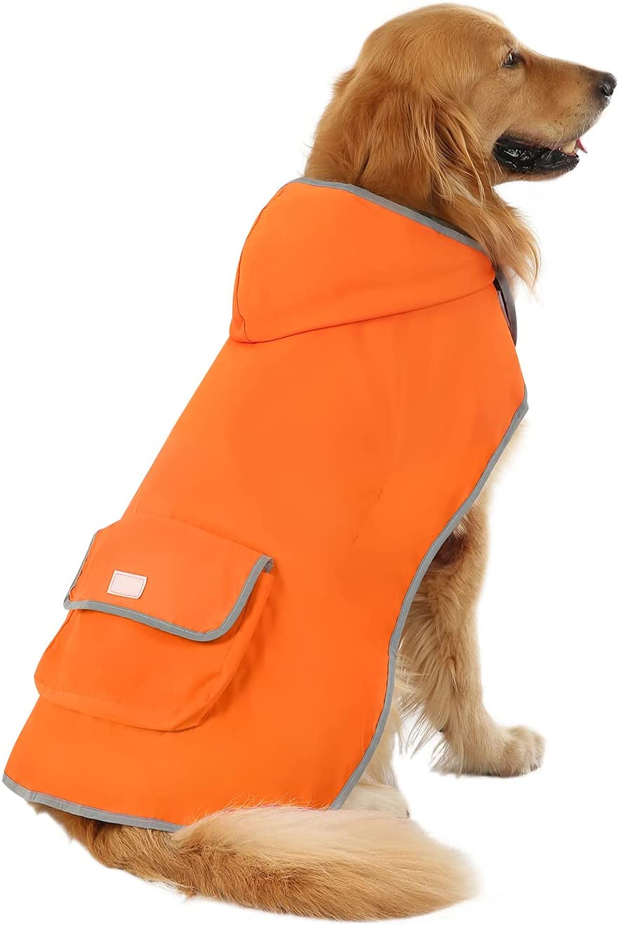 Reversible Dog Raincoat Hooded Slicker Poncho Rain Coat Jacket for Small Medium Large Dogs Camo Orange - XXL